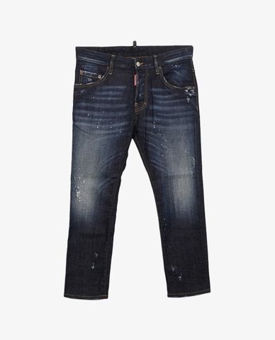  DSQUARED2 - Quần jeans nữ ống suông wash bạc bui bặm 