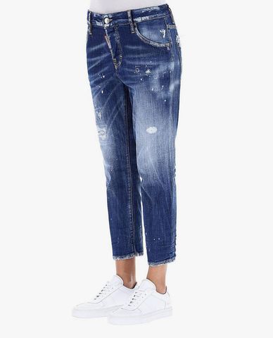  DSQUARED2 - Quần jeans nữ denim phom suông thời trang 