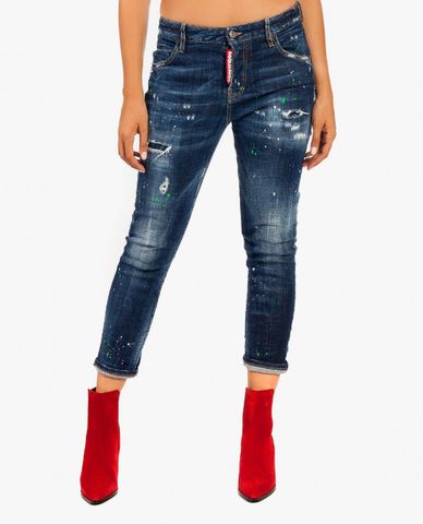  DSQUARED2 - Quần jeans nữ phom ôm wash bạc Cool Girl 