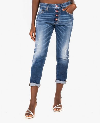  DSQUARED2 - Quần jeans nữ wash bạc phom skinny Dan 