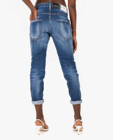  DSQUARED2 - Quần jeans nữ wash bạc phom skinny Dan 