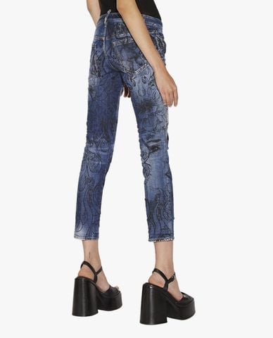  DSQUARED2 - Quần jeans nữ phom ôm denim Sex Garden Wash Jennifer Cropped 