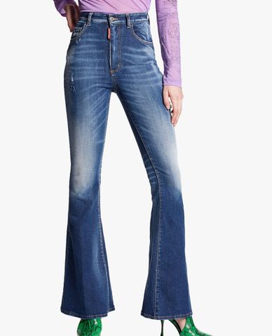  DSQUARED2 - Quần jeans nữ ống loe lưng cao cá tính 