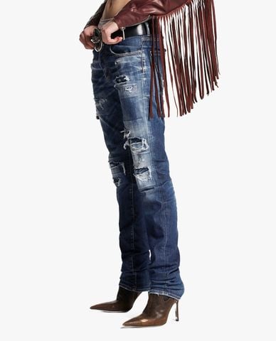  DSQUARED2 - Quần jeans nữ phom ôm rách vải Medium Ripped Wash 