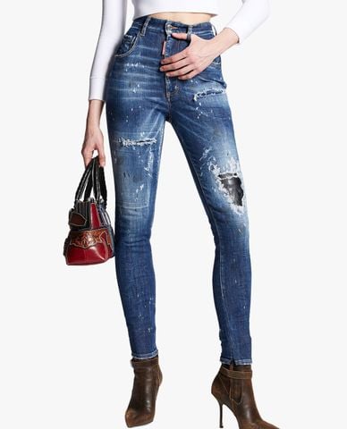  DSQUARED2 - Quần jeans skinny nữ rách vải cá tính Ripped 