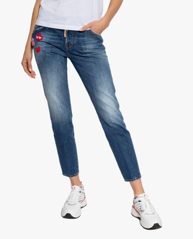  DSQUARED2 - Quần jeans nữ phom ôm wash bạc trẻ trung 
