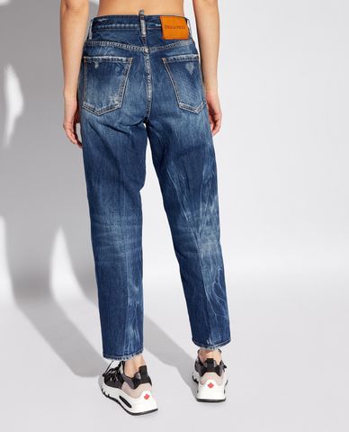  DSQUARED2 - Quần jeans nữ ống đứng phối wash bạc thời thượng 