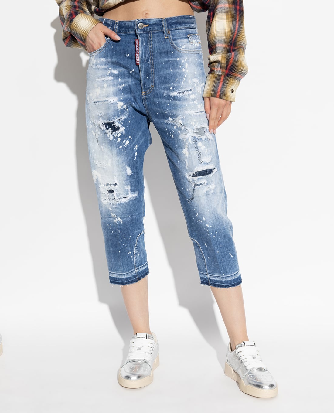 DSQUARED2 - Quần jeans lửng nữ ống đứng wash bạc Baby Carpenter