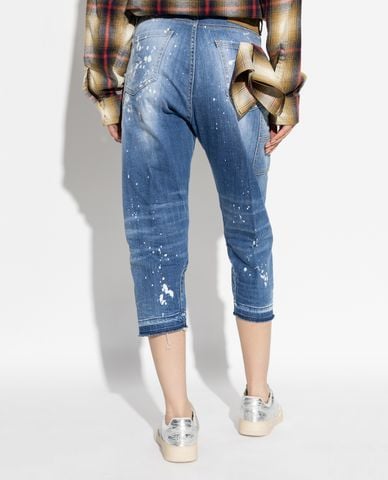  DSQUARED2 - Quần jeans lửng nữ ống đứng wash bạc Baby Carpenter 