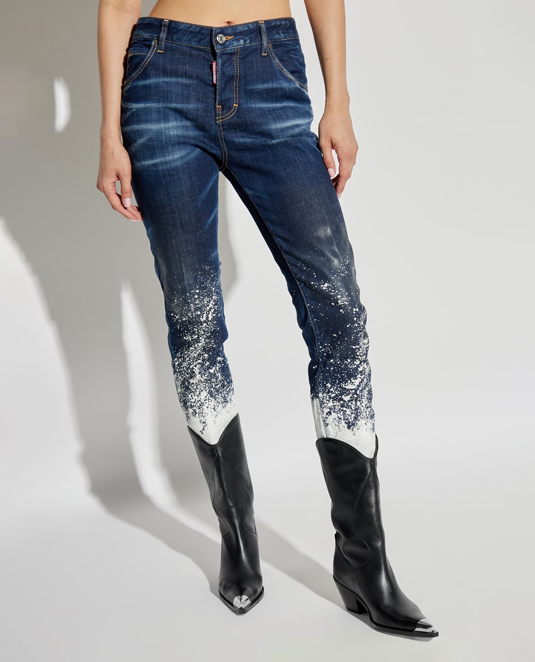 DSQUARED2 - Quần jeans nữ ống đứng wash bạc Dark Snow