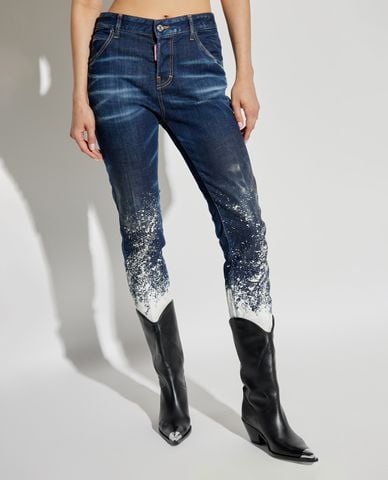  DSQUARED2 - Quần jeans nữ ống đứng wash bạc Dark Snow 