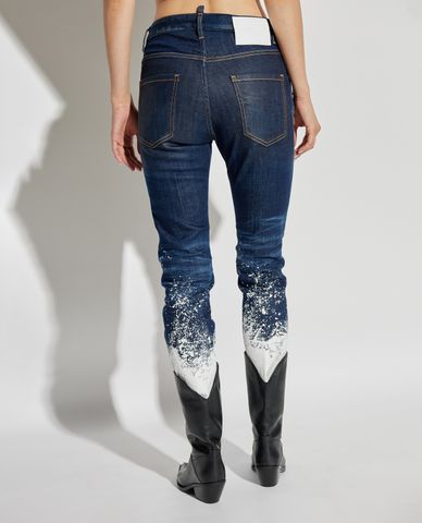  DSQUARED2 - Quần jeans nữ ống đứng wash bạc Dark Snow 