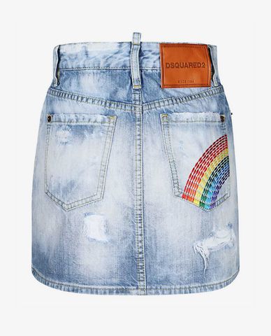  DSQUARED2 - Chân váy mini họa tiết cầu vồng SKIRT RAINBOW LIGHT 