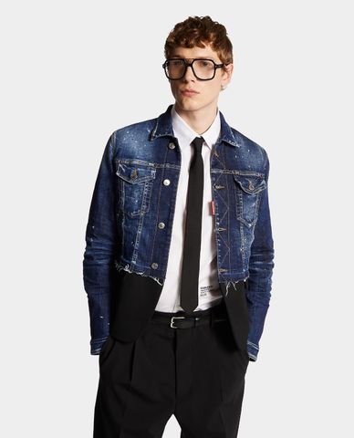  DSQUARED2 - Áo khoác denim nam phối blazer độc đáo Worker 