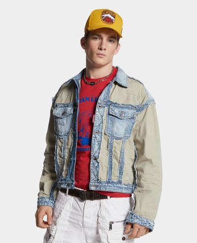  DSQUARED2 - Áo khoác denim nam cổ bẻ phối túi 