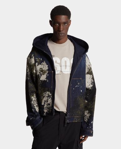  DSQUARED2 - Áo khoác denim nam phối hoạ tiết 