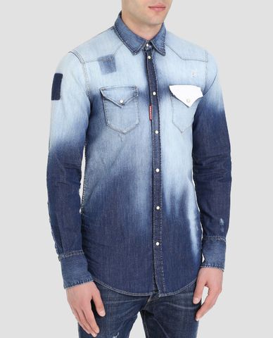  DSQUARED2 - Áo sơ mi nam denim phối túi vuông Lightweight Jeans 