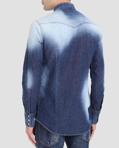  DSQUARED2 - Áo sơ mi nam denim phối túi vuông Lightweight Jeans 