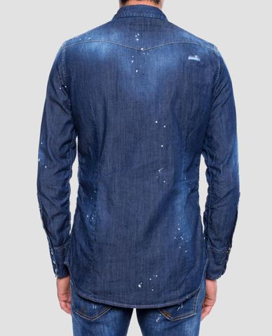 DSQUARED2 - Áo sơ mi denim phối túi hai bên ngực 