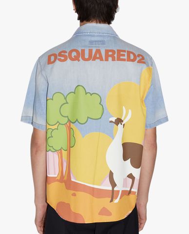  DSQUARED2 - Áo sơ mi nam ngắn tay D2 Llamas Bowling 