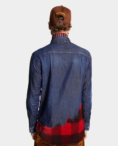  DSQUARED2 - Áo sơ mi denim nam tay dài wash bạc Canadian Jack 