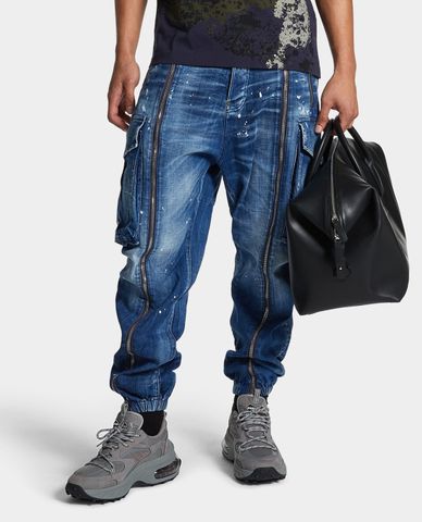  DSQUARED2 - Quần jeans baggy nam Wash Zipped Cargo 