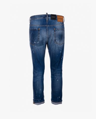  DSQUARED2 - Quần jeans nữ denim wash bạc phối chi tiết rách thời trang 