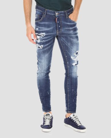  DSQUARED2 - Quần jeans nam skinny Skater Blue Destroyed 