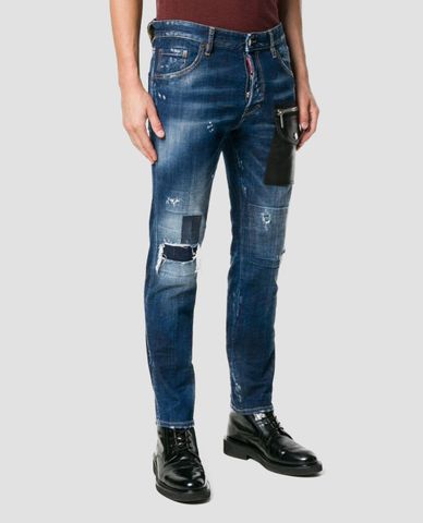  DSQUARED2 - Quần jeans nam đắp túi khóa zip 
