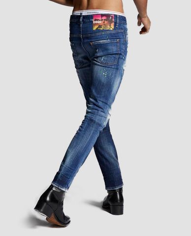  DSQUARED2 - Quần jeans nam wash bạc phom slim fit 