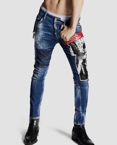  DSQUARED2 - Quần jeans nam họa tiết in ảnh 