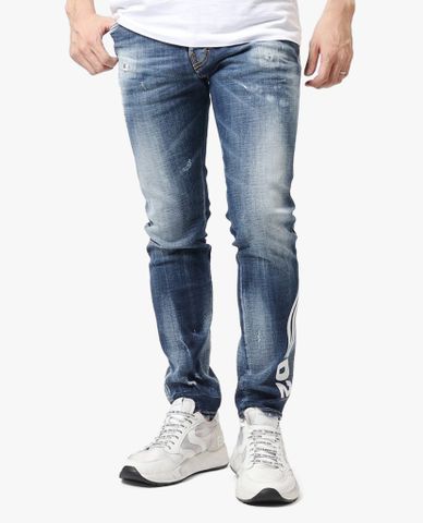  DSQUARED2 - Quần jeans nam phom ôm wash bạc Skater 