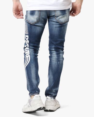  DSQUARED2 - Quần jeans nam phom ôm wash bạc Skater 