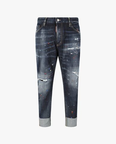  DSQUARED2 - Quần jeans nam phom ôm wash bạc rách vải Sailor 