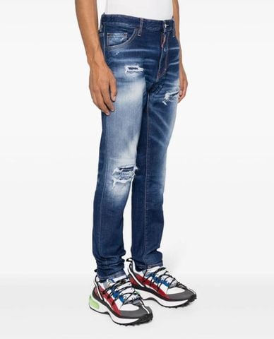  DSQUARED2 - Quần jeans nam phom ôm rách gối thời thượng 