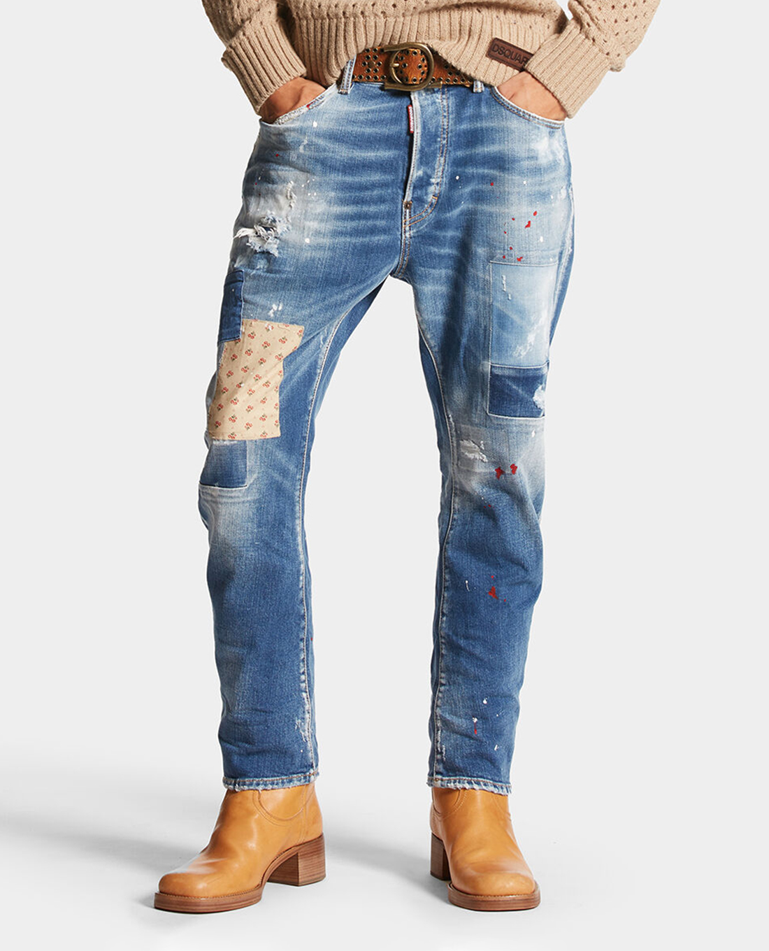 DSQUARED2 - Quần jeans nam phom ôm Medium Worn Out Booty Wash Bro