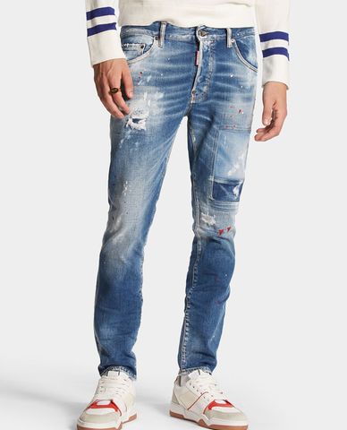  DSQUARED2 - Quần jeans nam phom ôm phối vệt màu cá tính 