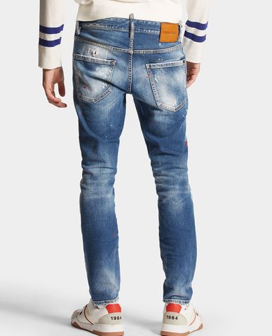  DSQUARED2 - Quần jeans nam phom ôm phối vệt màu cá tính 