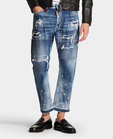  DSQUARED2 - Quần jeans nam ống đứng Dark Ripped Wash Big Brother 