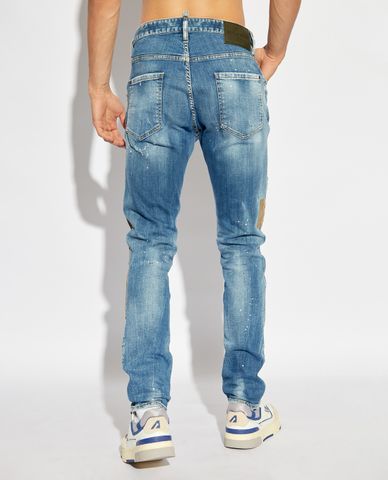  DSQUARED2 - Quần jeans nam ống đứng chắp vải cá tính 