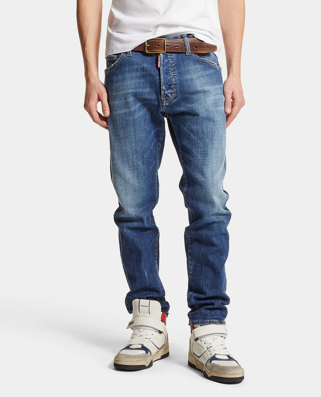 DSQUARED2 - Quần jeans nam phom ôm wash bạc phối rách Cool Guy
