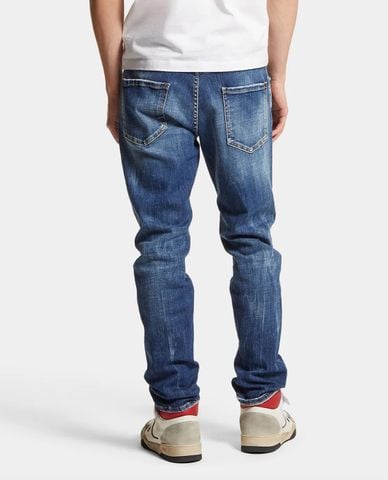  DSQUARED2 - Quần jeans nam phom ôm wash bạc phối rách Cool Guy 