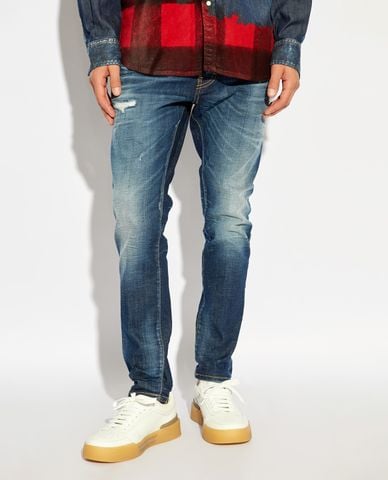  DSQUARED2 - Quần jeans nam ống đứng wash bạc thời thượng 