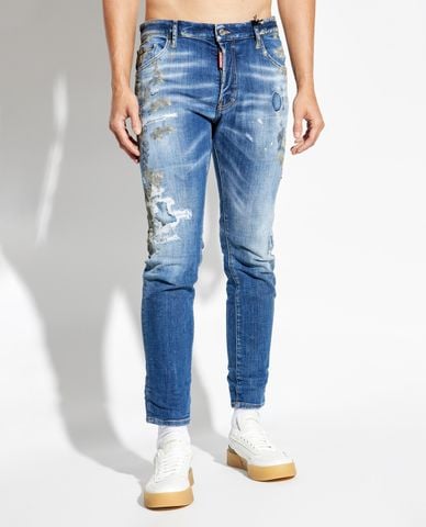 DSQUARED2 - Quần jeans nam phom ôm rách vải Skater 
