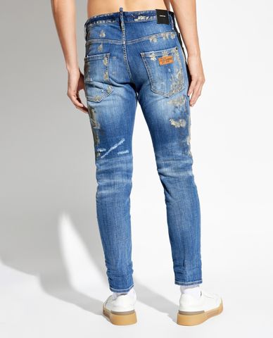  DSQUARED2 - Quần jeans nam phom ôm rách vải Skater 
