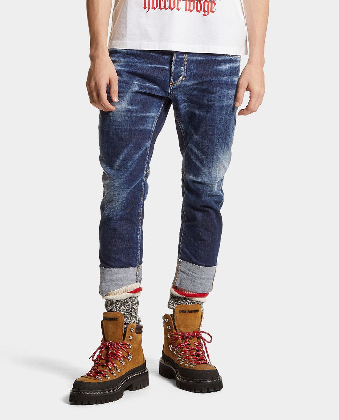 DSQUARED2 - Quần jeans nam phom ôm wash bạc Canadian Jack Wash Sailor