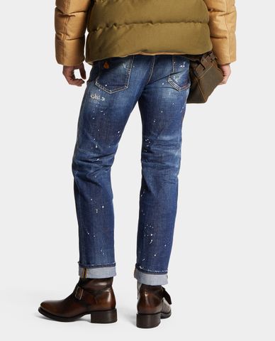  DSQUARED2 - Quần jeans nam phom ôm wash bạc Dark Rust Rivets 
