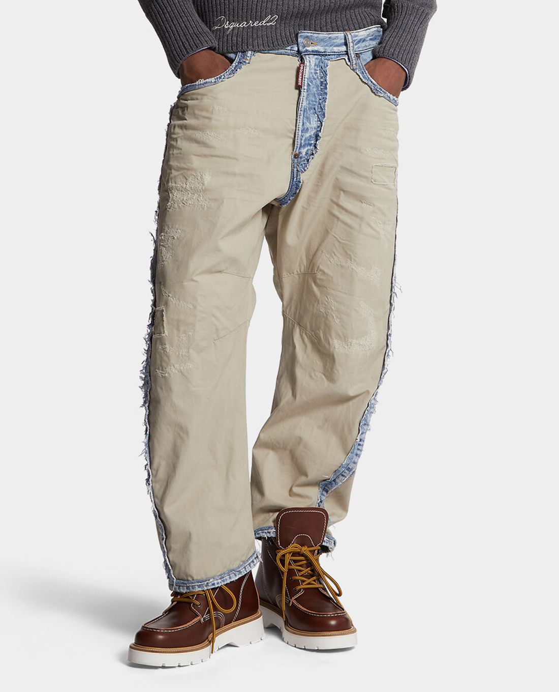 DSQUARED2 - Quần jeans nam ống rộng Super Ripped Mixed