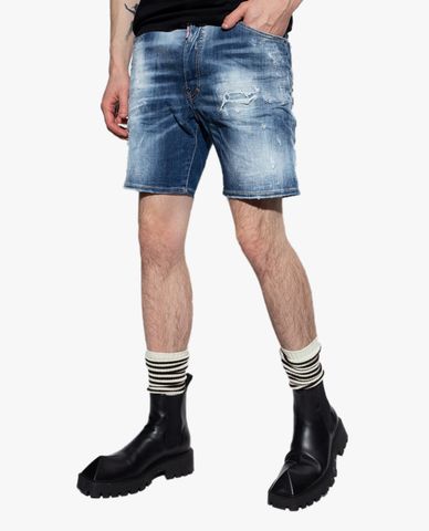  DSQUARED2 - Quần shorts jeans nam rách vải Marine 