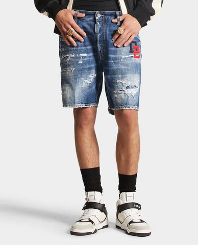  DSQUARED2 - Quần short jeans nam Dark Ripped Wash Marine 